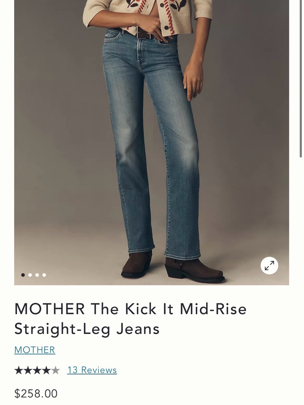 MOTHER The Kick It Mid-Rise Straight-Leg Jeans in Medium Blue Wash